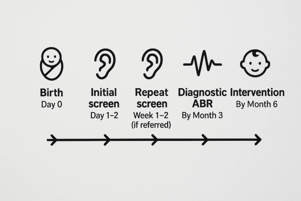new born hearing screening stages at ascent ent specialty center
 