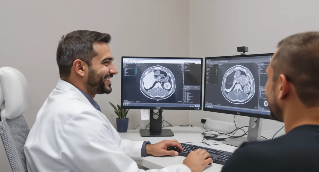 Maxillary sinus filled with fluid -scan